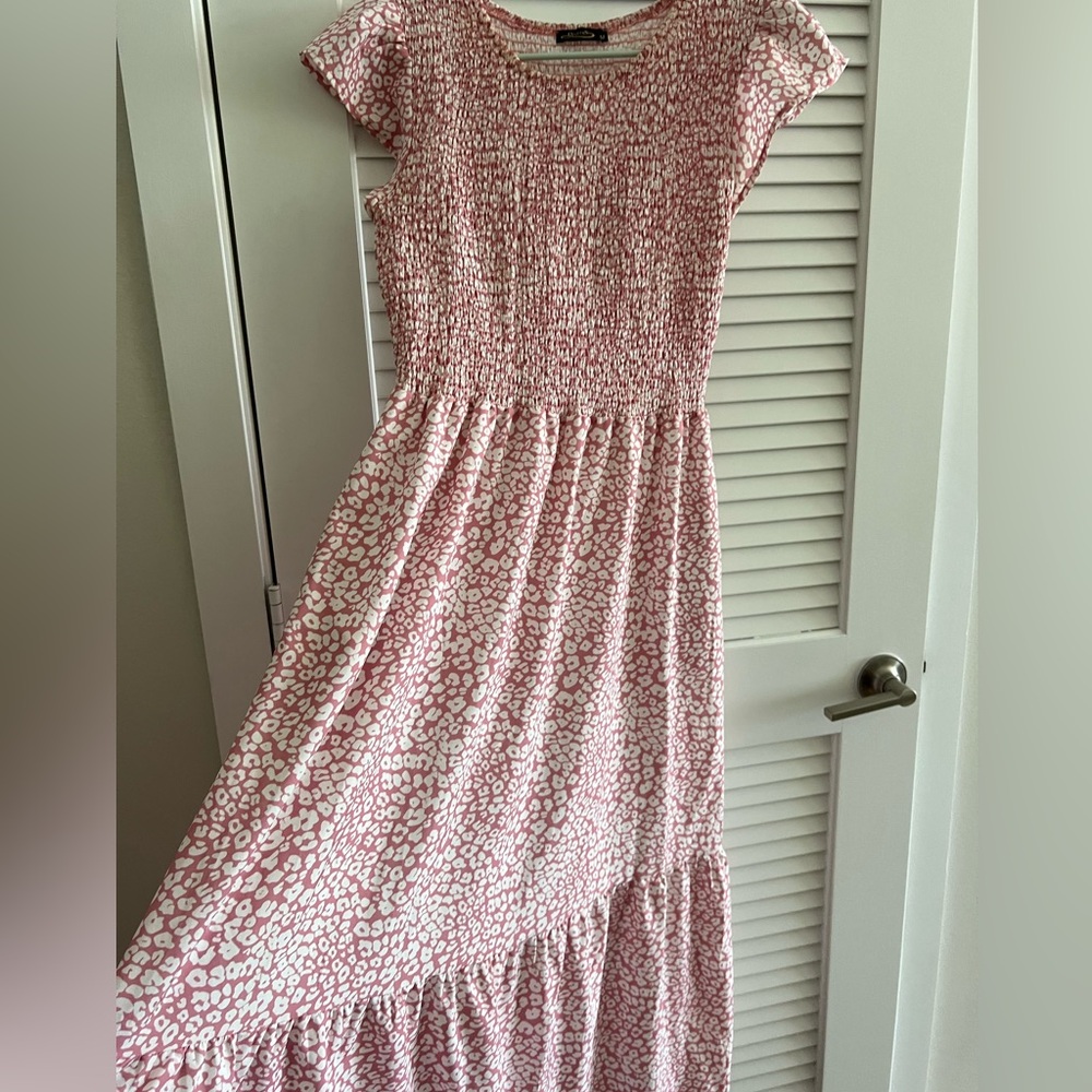 Pink and White Maxi Dress